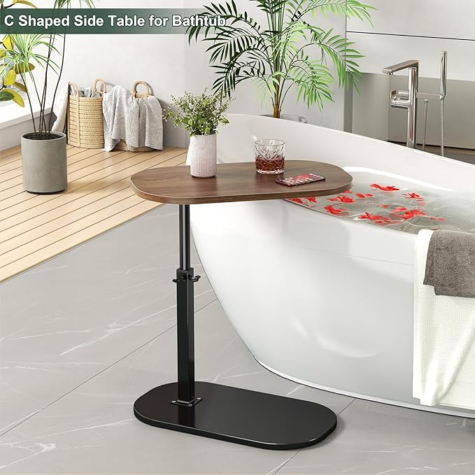 C Shaped Side Table, Adjustable Height