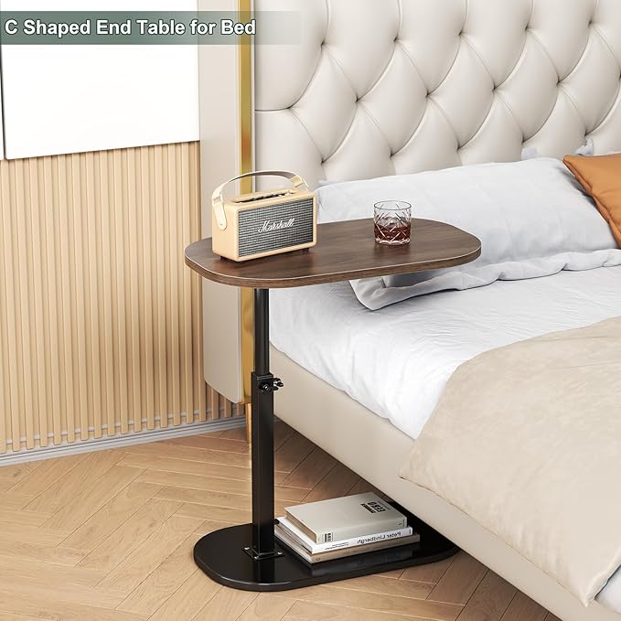 C Shaped Side Table, Adjustable Height