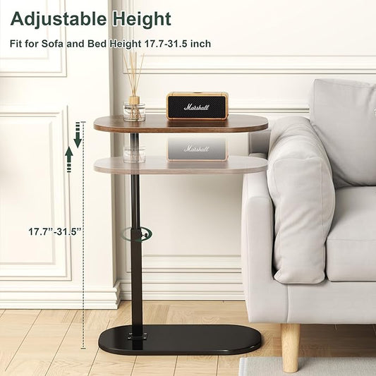 C Shaped Side Table, Adjustable Height