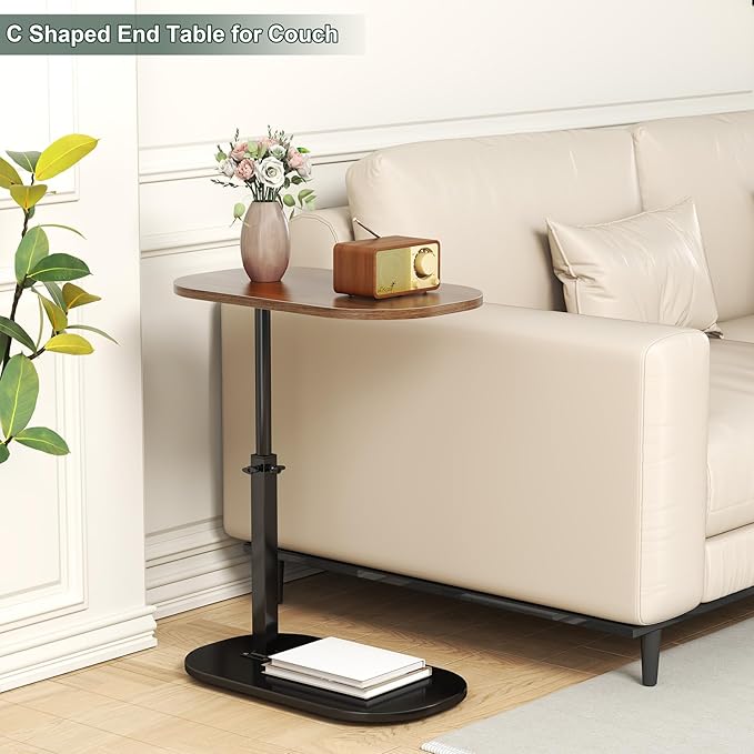 C Shaped Side Table, Adjustable Height