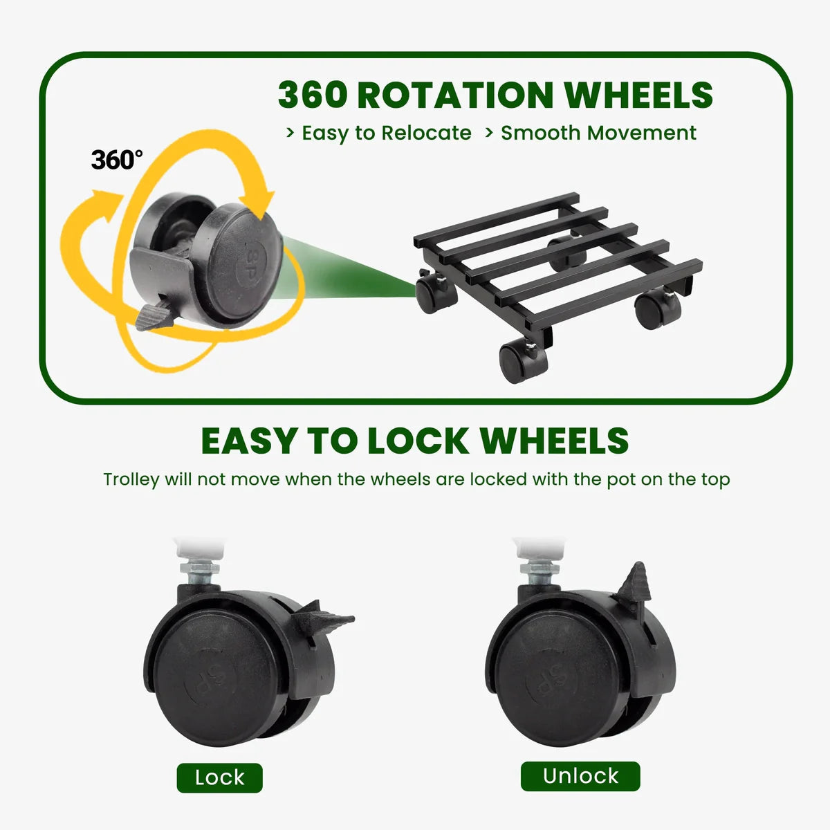 Wheel Rolling Plant Stand
